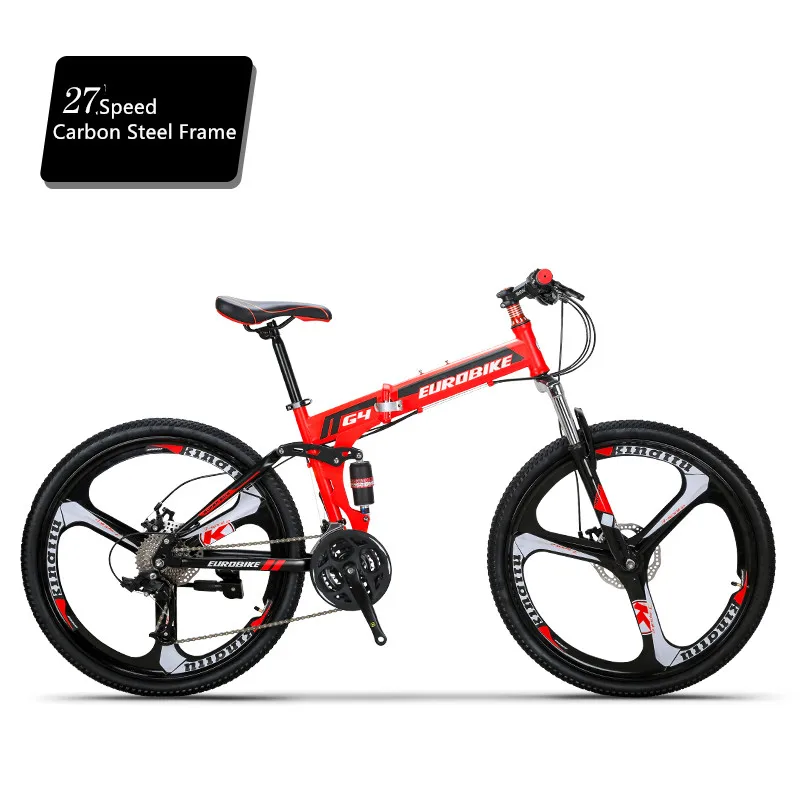 27 Speed B red Горный велосипед из углеродистой стали складная рама мягкая-хвост 26 дюймов колеса велосипеда дисковые тормоза 21 27 скорость спорт Bicicleta - Цвет: 27 Speed B red