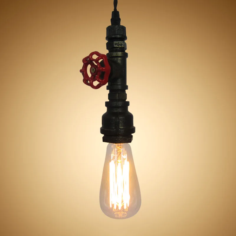 

Iron E27 Hemp Rope Decor Light Steampunk Retro Water Pipe Pendant Lamp