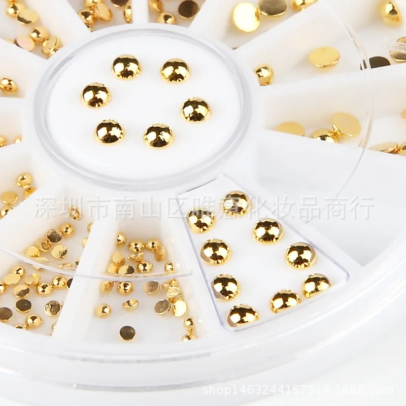 Nail Ornament Manicure Semicircle Metal Ornament Nail Rhinestone 3 Kinds Specification Metal Manicure Semicircle Pearl
