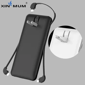 

XIN-MUM with Wall Plug-in and Cables 10000mAh Power Bank for iPhone Samsung Xiaomi Huawei LG Protable Charger Battery Powerbank
