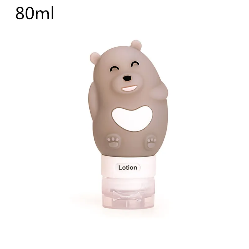 80ml gray Еда из пищевого силикона 60/80/90/100 мл для макияжа Симпатичные Путешествия бутылки шампунь-гель для душа лосьон Трубки Squeeze пустая бутылка - Цвет: 80ml gray