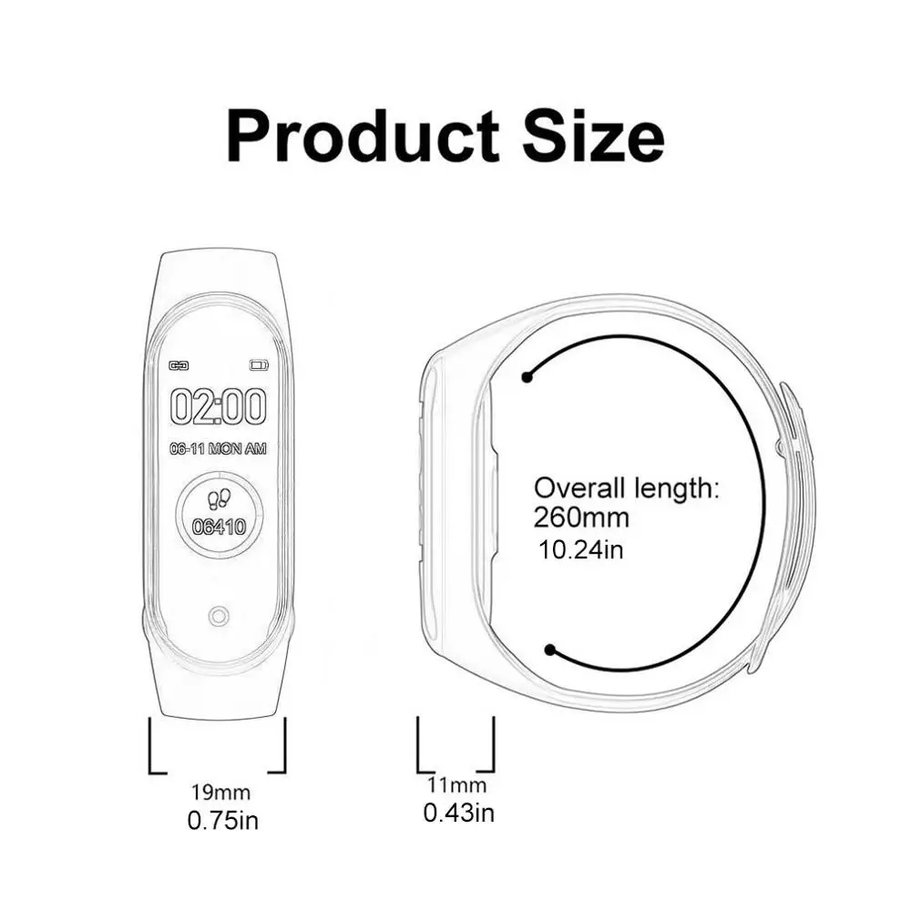 M4 0,96 дюймов Цвет Экран Смарт-часы спортивные Смарт браслет здоровья мониторящий сон трекер движения Водонепроницаемый браслет