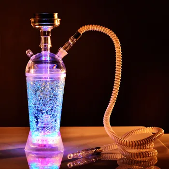 

10PCS/Pack Acrylic LED Light Hookah Set Shisha Pipe with Hose Stainless Steel Bowl Charcoal Holder Chicha Narguile Accessories