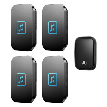 

CACAZI Self-powered Waterproof Wireless Doorbell Home Calling Bell No Battery Required Button US EUK UK Plug 1 Button 4 Receiver