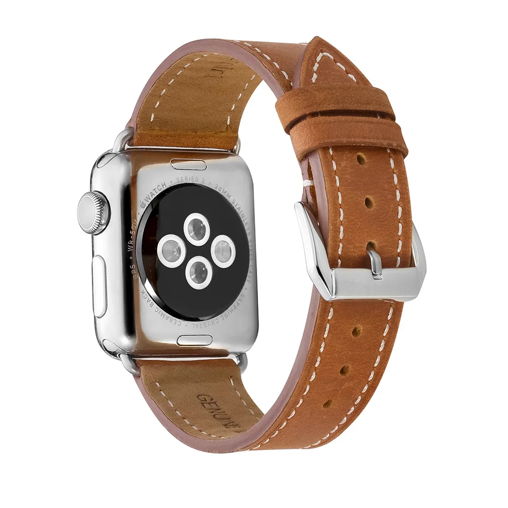 Применимый pple ремешок pple Watch1/2/3/4 Топ Слои кожа iwatch44mm 42 мм 40 мм, 38 мм, версия plus цвета “китайская вишня” и “вороной конь Премиум ремешок