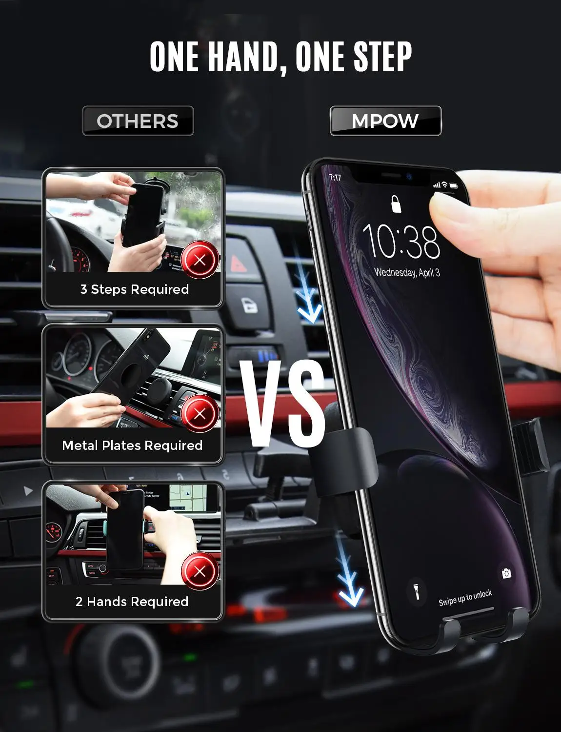 Автомобильный держатель для телефона Mpow Gravity с автоматическим зажимом