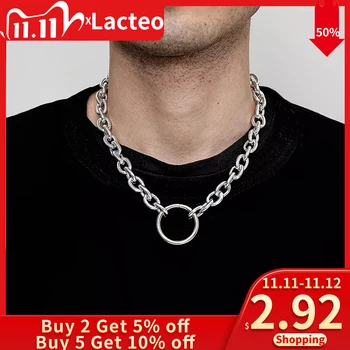 

Lacteo Miami Cuban Thick Chunky Chain Choker Necklace Street Punk Round Circle Pemdant Necklace Jewelry for Women and Men
