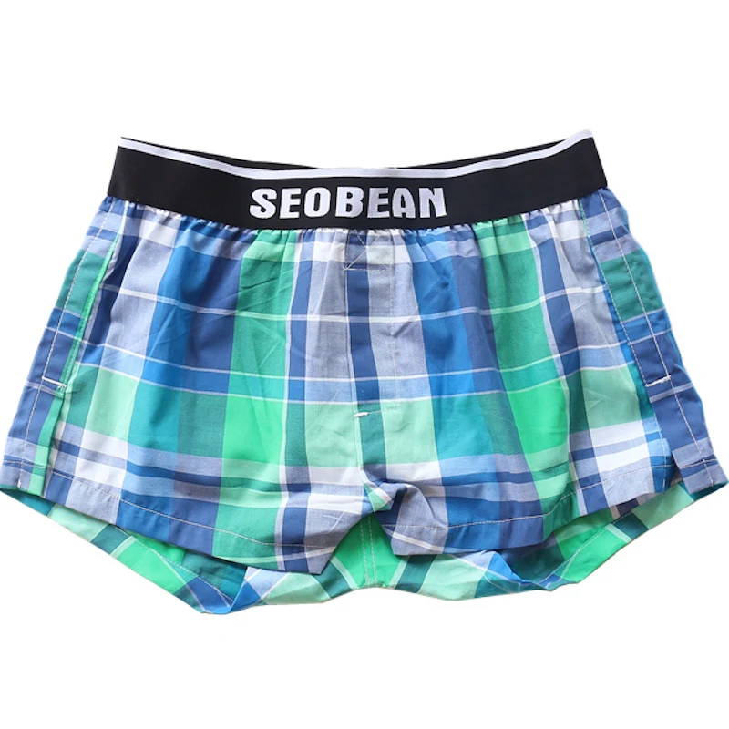 Пижама боксеры SEOBEAN мужская хлопковая шорты с u образной подкладкой клетчатый