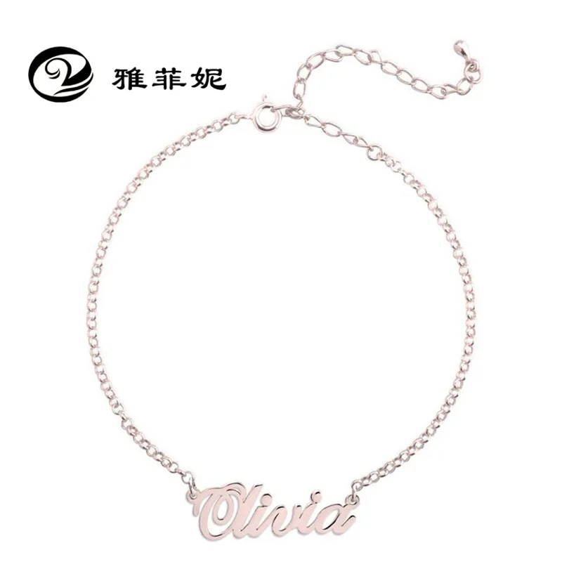 

Personalized Customizable 925 Sterling Accessories English Lettered Name Anklet Women's New Products