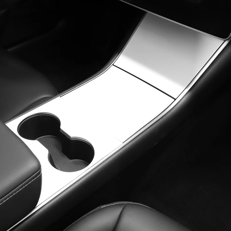 

4pcs Car White Control Console Cup Holder Frame Cover Trim For Tesla Model 3 2018-2019 Protection Sticker