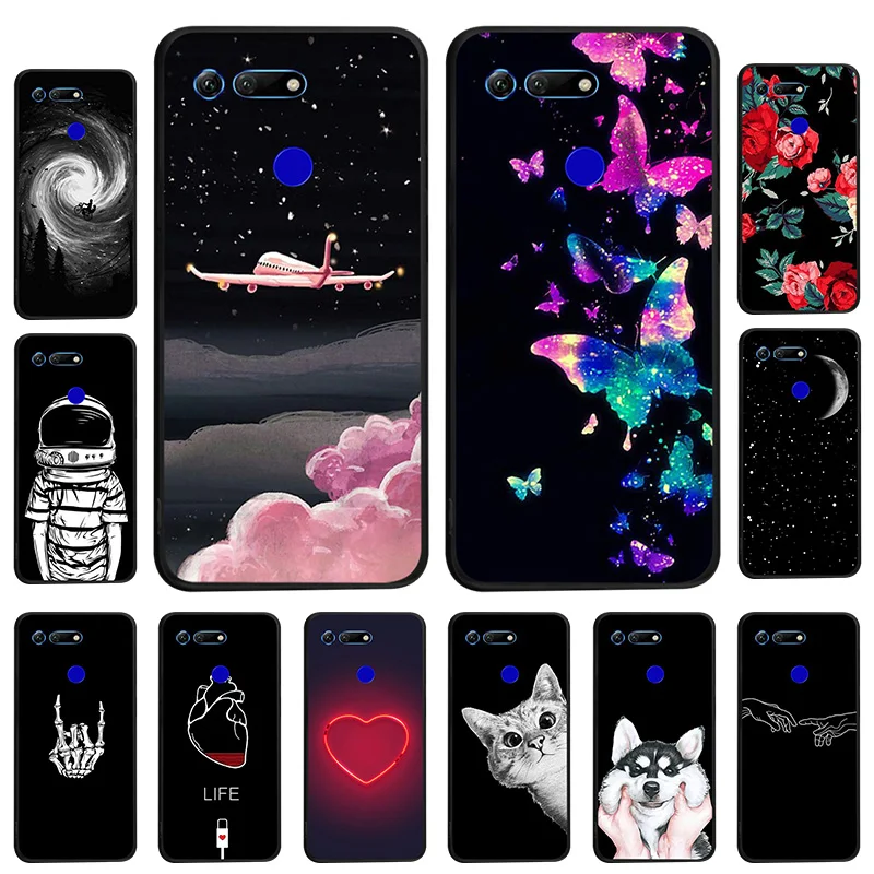 

Black Silicone Case For Huawei Honor V20 View 20 Case Huawei Honor V10 20i 20 Lite 8C V9 Play 7x 9 Lite 6A Note 10 Cover Soft