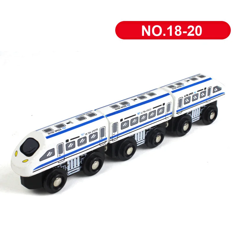 1PCS Magnetic Train Toys Wooden Railway Track Accessories Can Be Connected Variety Wooden Train Toys For Children Gifts 22