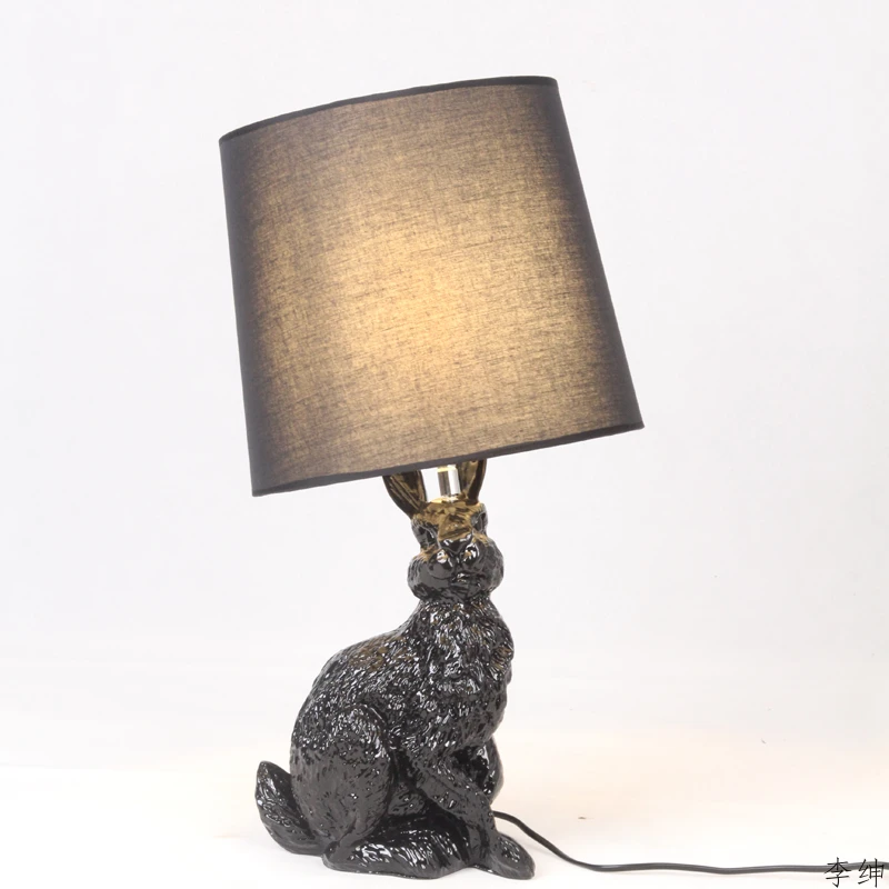 Kaufen Moderne Tiere Kaninchen LED Tisch Lampen Nordic Schlafzimmer Nacht Lampe Wohnzimmer Tisch Lichter Harz Industrielle Decor Leuchte