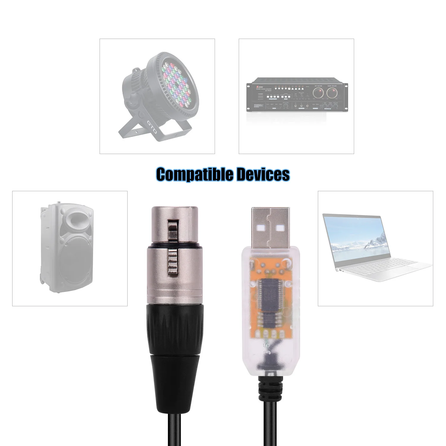 RS485 DMX512 конвертер Кабель USB к 3Pin XLR Женский интерфейс компьютера подключения сценического освещения устройств светодиодный кабель управления