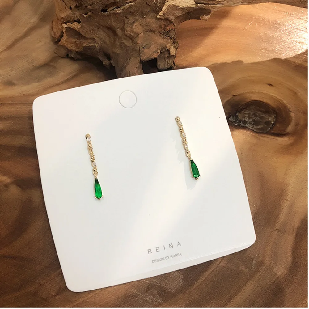 Серьги с зеленым кристаллом и цирконием гипоаллергенно сережки Модные женские серьги для женщин ювелирные изделия геометрические