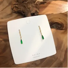 Серьги с зеленым кристаллом и цирконием гипоаллергенно сережки Модные женские серьги для женщин ювелирные изделия геометрические