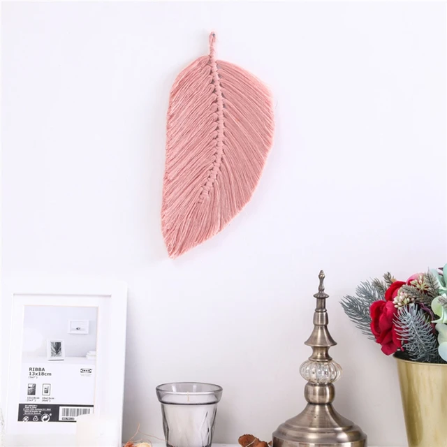 OOTDTY Handmade Tassels Macrame Leaves Tapestry Nordic Style Tapestry Wall Hanging Toys Kids Room Decor Home Nursery Boho Decor 3