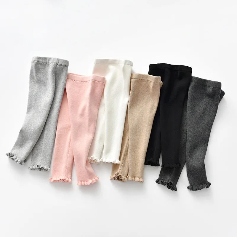 

2019 Autumn New Style Woollen Trousers Knitted Childrenswear Simple Lace-up Department of Sweet Slim Fit Baby Fashion Woollen Tr
