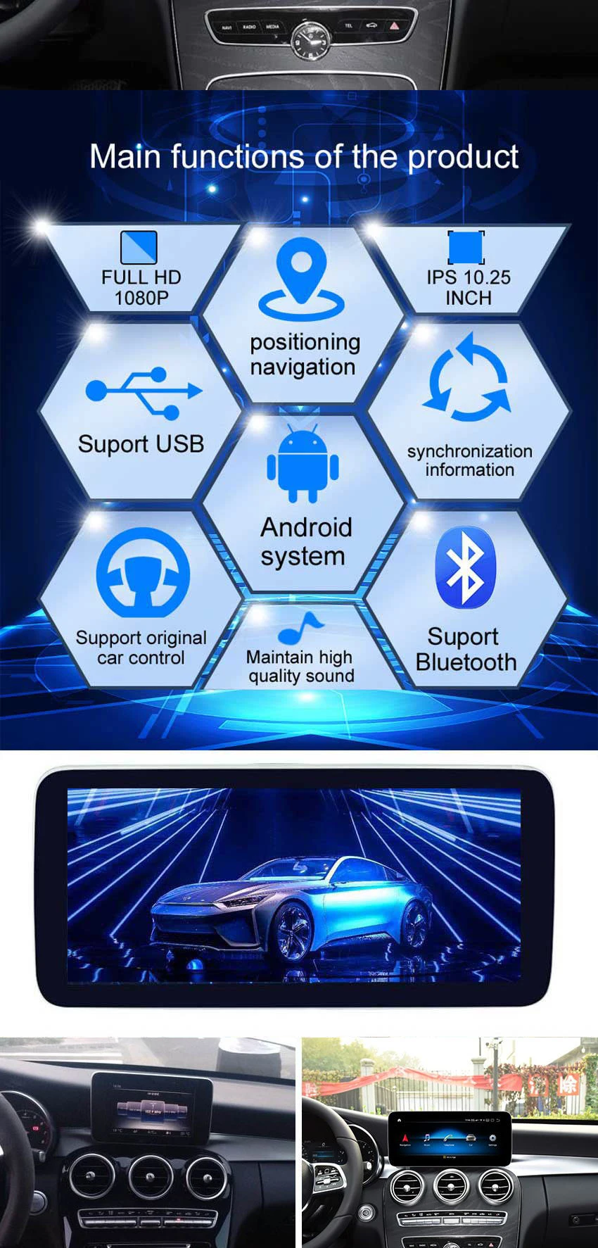 Koason Android 9,0 10,25 дюймов сенсорный экран автомобильный gps навигатор для BENZ C class GLC автомобильный мультимедийный плеер