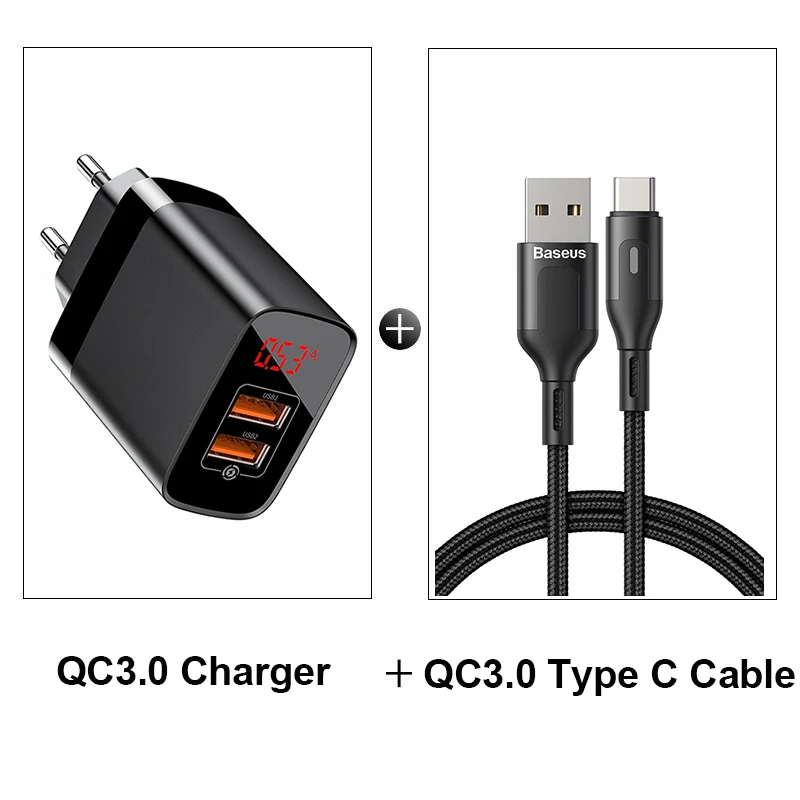 WITH 1M CABLE Baseus USB PD зарядное устройство для iPhone 11 Pro XR Xs Max 18 Вт Цифровой дисплей быстрое зарядное устройство Quick Charge 3,0 зарядное устройство для телефона Xiaomi K20 - Тип штекера: WITH 1M CABLE