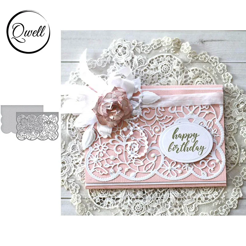 

QWELL Lace Background Metal Cutting Dies for Scrapbooking and Card Making Paper Embossing Craft New 2019 die cuts