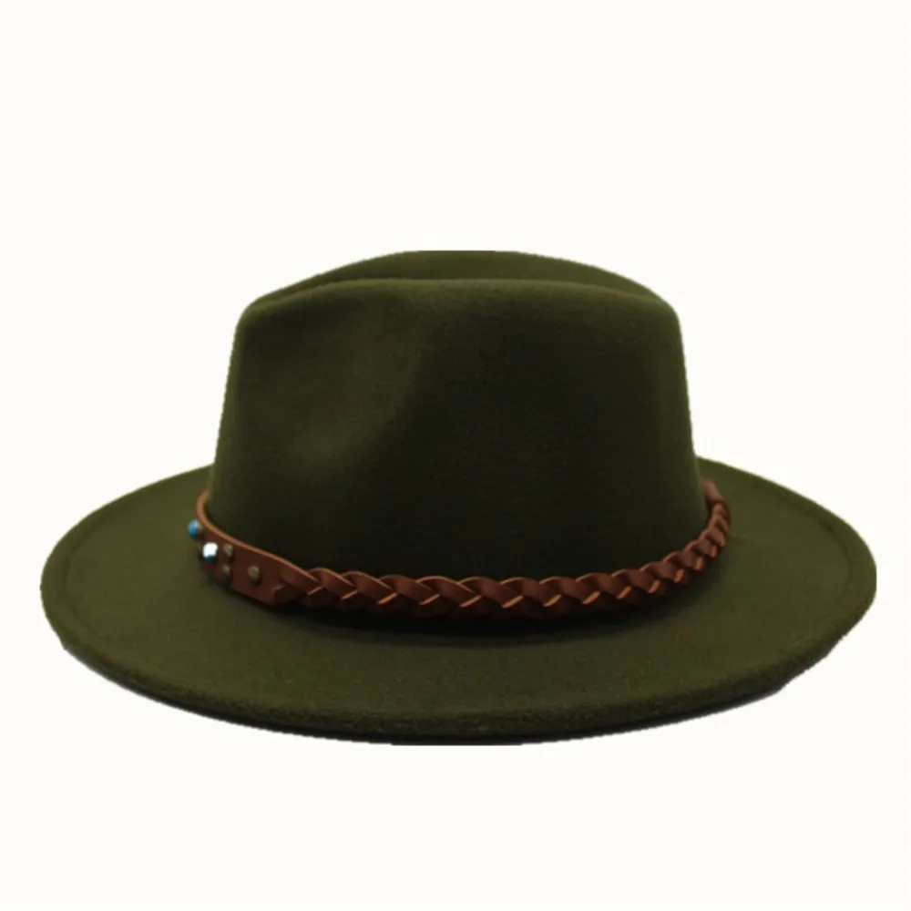 Men Women Authentic Fedora Hat With Belt Panama Hat Wool Trilby Hat Casual Wild Hat Size 56-58CM