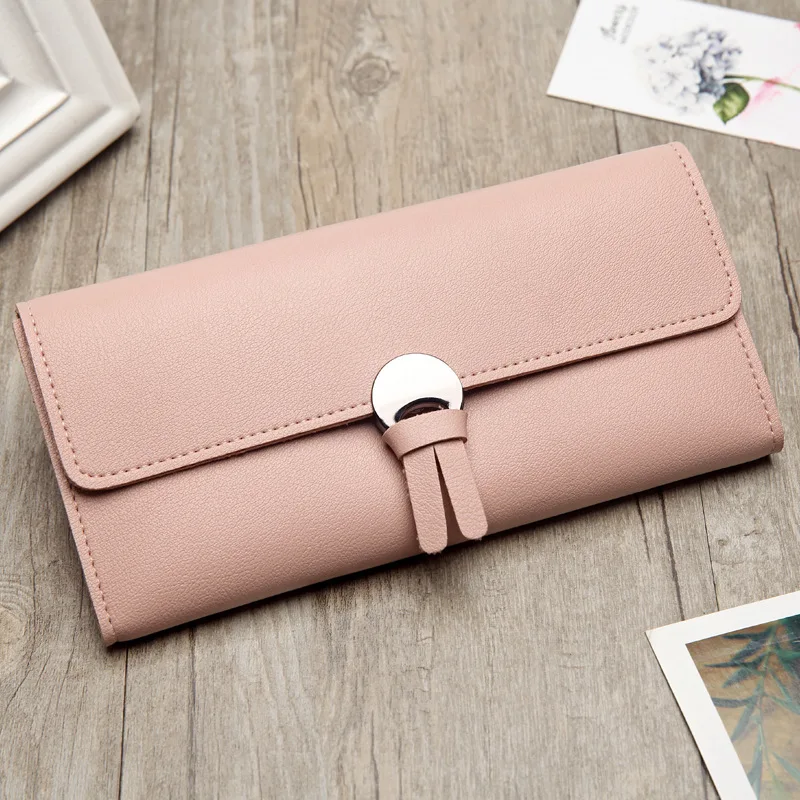 

New Women's Long Wallet Soft Leather Zip Wallet Tri-Fold Card Holder Sweet Lady Multi-Card Wallet cute wallet