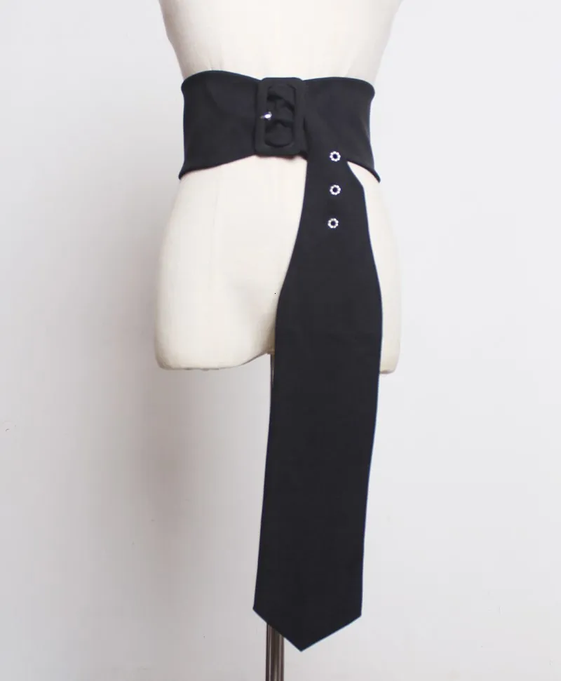 [EAM] New Autumn Winter Cotton Material Personality Square Buckle Extra Wide Simple Belt Women Fashion Tide All-match JY760 - Цвет: black