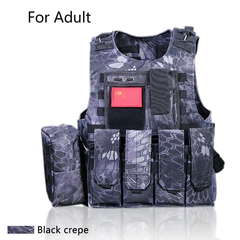 Adult Black Snake Камуфляжный детский военный тактический охотничий жилет Многофункциональный жилет Wargame Body Molle Armor охотничий джунгли уличное снаряжение - Цвет: Adult Black Snake