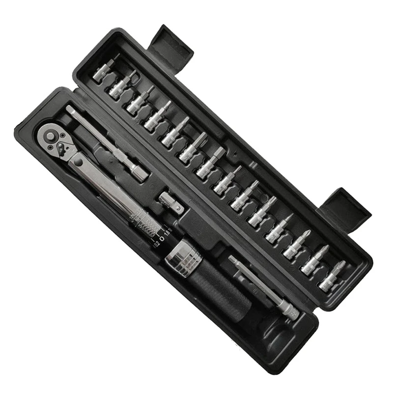 

MXITA 18 Piece 1/4 1-25Nm Preset Torque Wrench Set Bicycle Repair Adjustable Torque Wrench Set