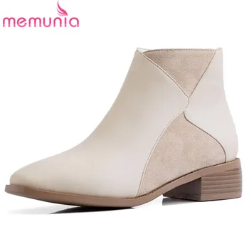 

MEMUNIA 2020 newest 3.5cm low heel casual shoes round toe zip comfortable autumn winter ankle boots for women big size 43