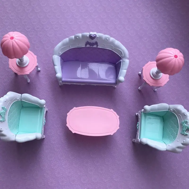 Princess Fashion Furniture Living Room TV Chair Sofa Home Theater Cabinet Accessories Pretend Play Game For Barbie Doll Kids Toy 3