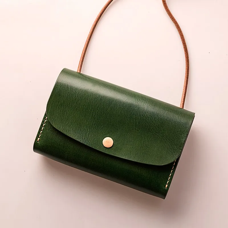 Dark Green Натуральная кожа и дерево сумка-мессенджер Женская винтажная Повседневная Ручная работа маленькая сумка через плечо кошелек женская - Цвет: Dark Green