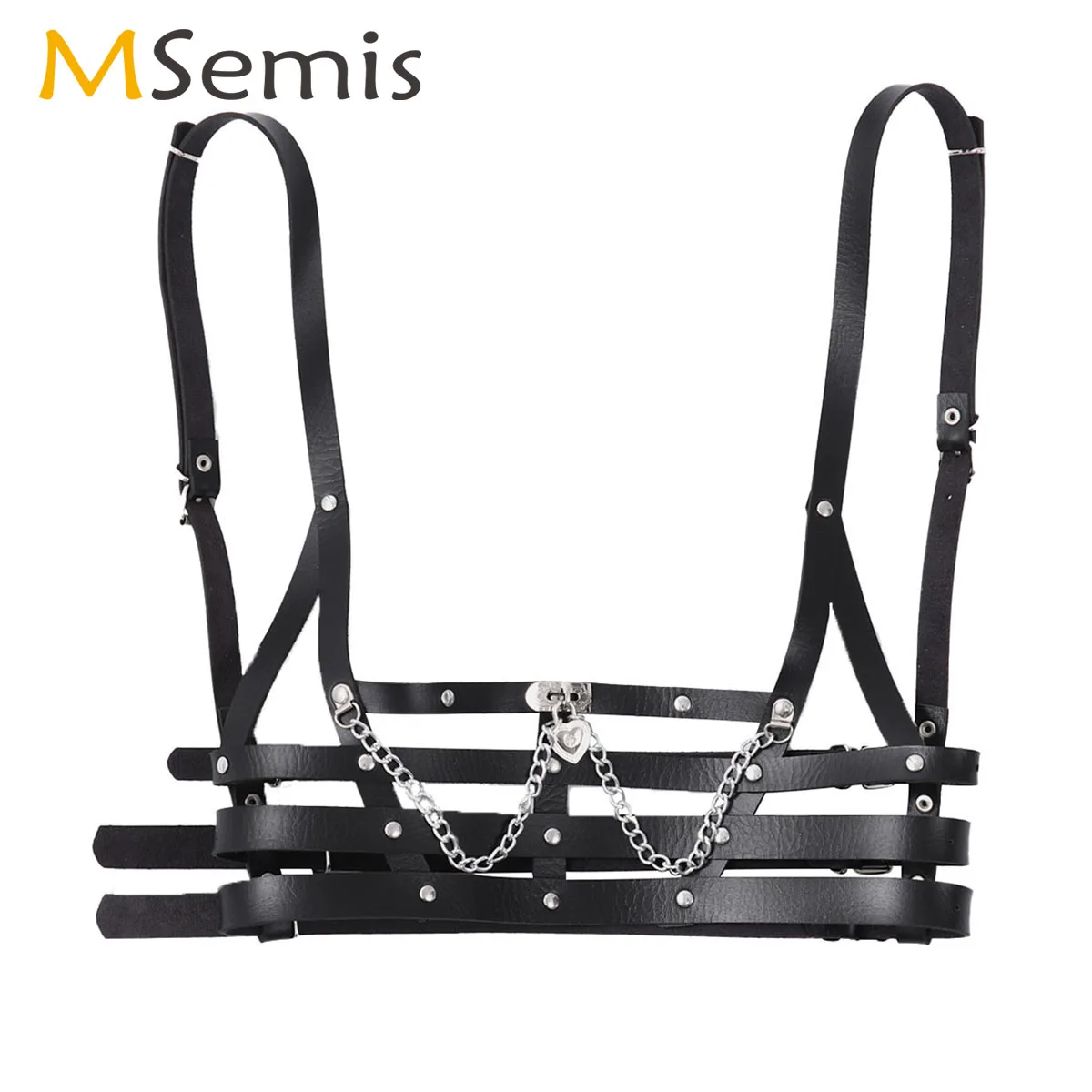 

Gothic PU Leather Crop Top Women Sexy Harness Body Chest Belt Porno Hollow Punk Suspender Tanks Restraints Shoulder Waist Straps