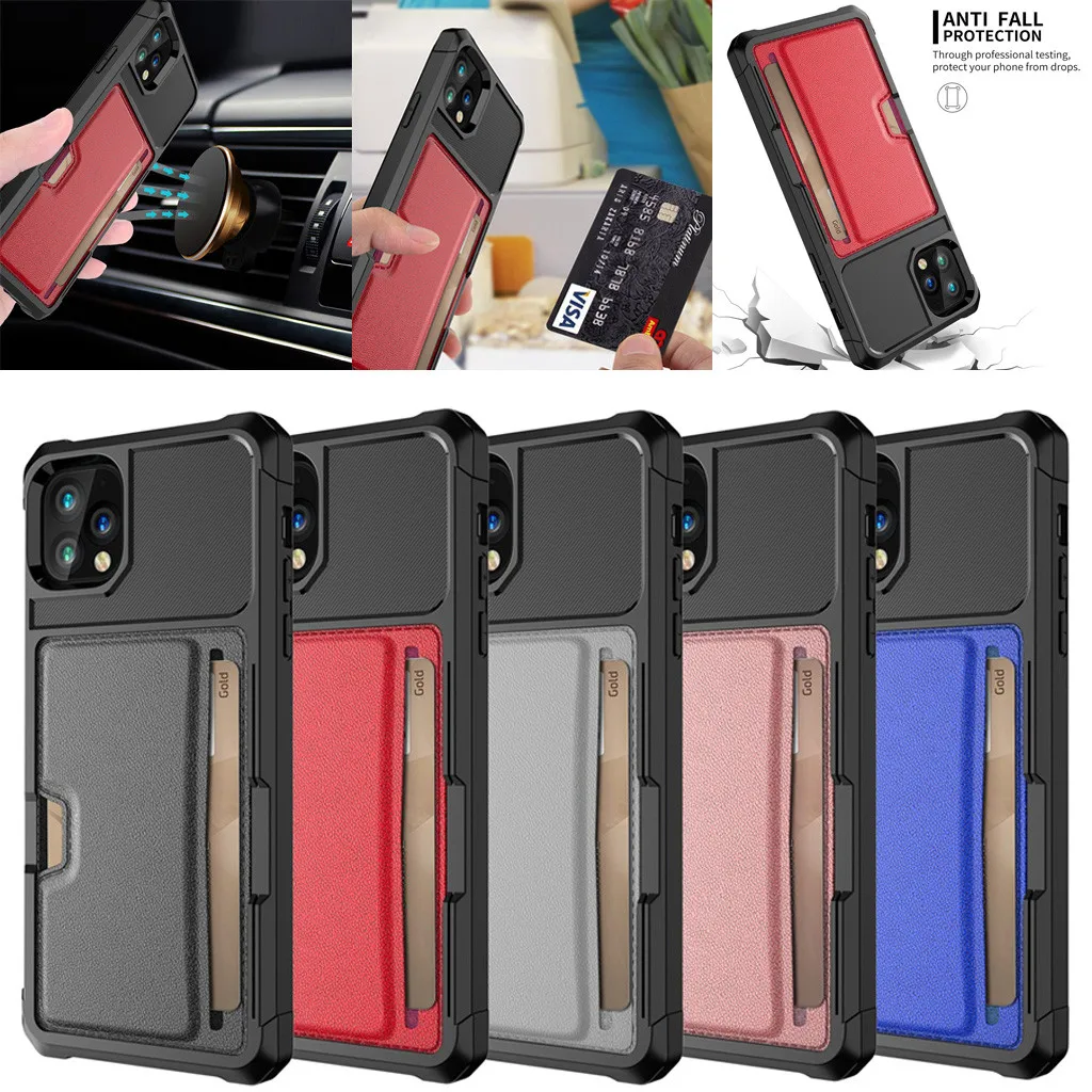 Чехол со слотом для карт для IPhone 11 Pro Max, 6,5 дюймов, мягкий ТПУ, мягкий кожаный чехол s, чехол, бизнес скольжение, броня, кошелек, чехол для телефона s