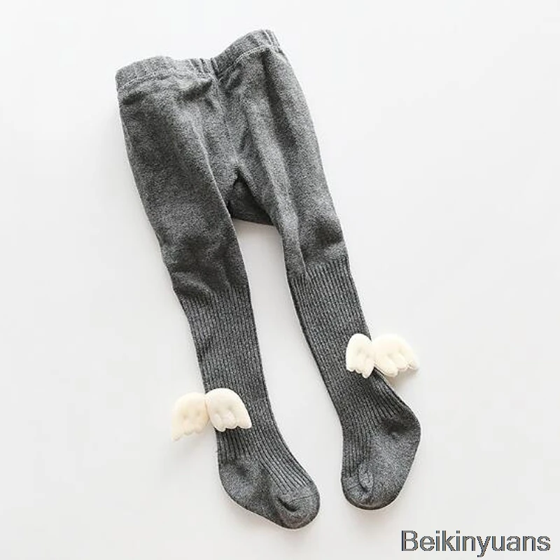 Wings dark gray Зимние теплые мягкие хлопковые колготки для маленьких девочек модные милые колготки принцессы для От 0 до 6 лет - Цвет: Wings dark gray