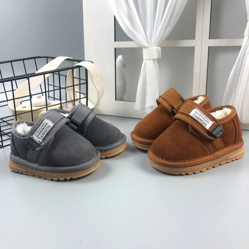 

2018 Winter New Style 1-3 Years Old Autumn And Winter Men's Thick plus Velvet Soft-Sole Anti-slip Cotton-padded Shoes Small CHIL