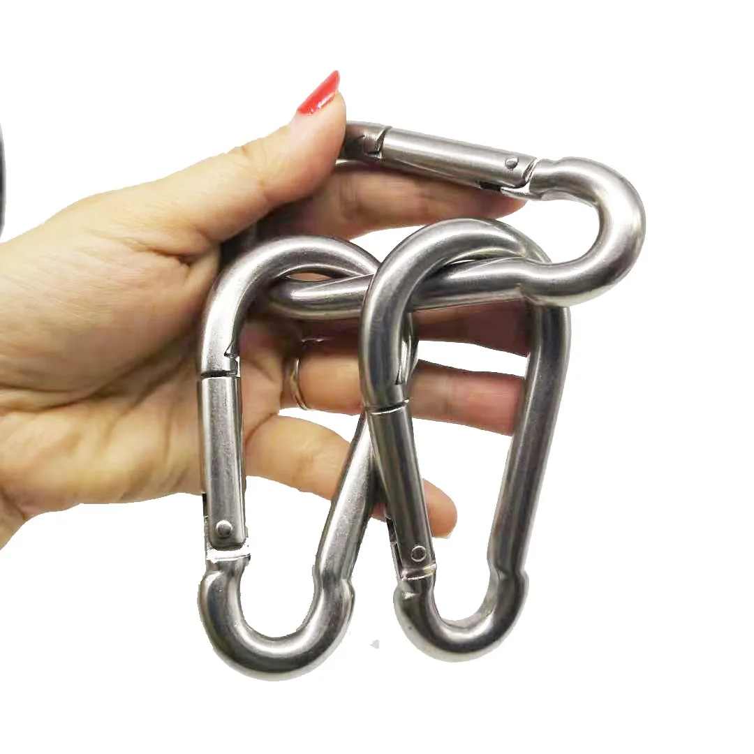 1pcs M10 Stainless Steel 304 Carabiner Carbine Snap Hook Key-Lock 4pcs 304 stainless steel 70mm gate spring snap hook clip high polished spring egg shape snap hook