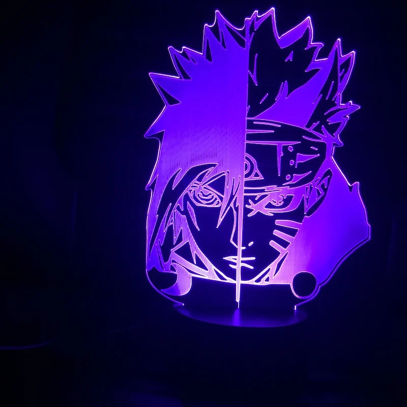 Светодиодный ночник с аниме Sasuke лампа для спальни изменением цвета лица Наруто