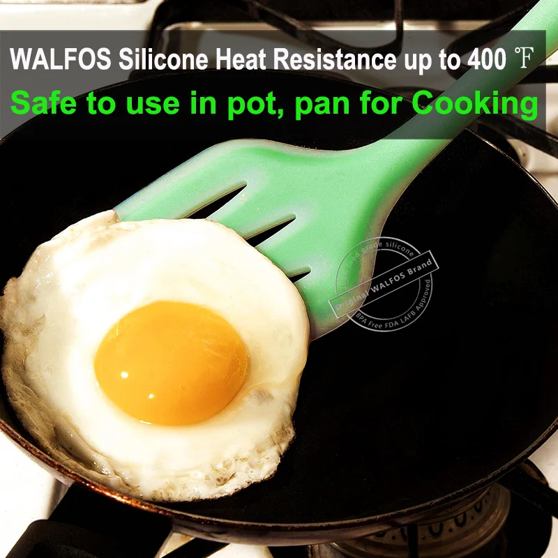 WALFOS Food Grade Silicone Cooking Tools Accessories Heat-Resistant Kitchen Utensil Set Non-Stick Spatula Turner Ladle Spoon