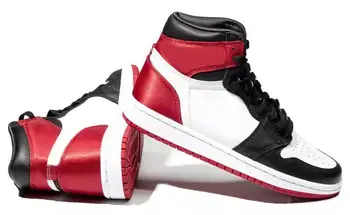 

2019 New 1 Satin Black Toe Basketball Shoes Men Women 1s Satin WMNS White Red Sports Sneakers