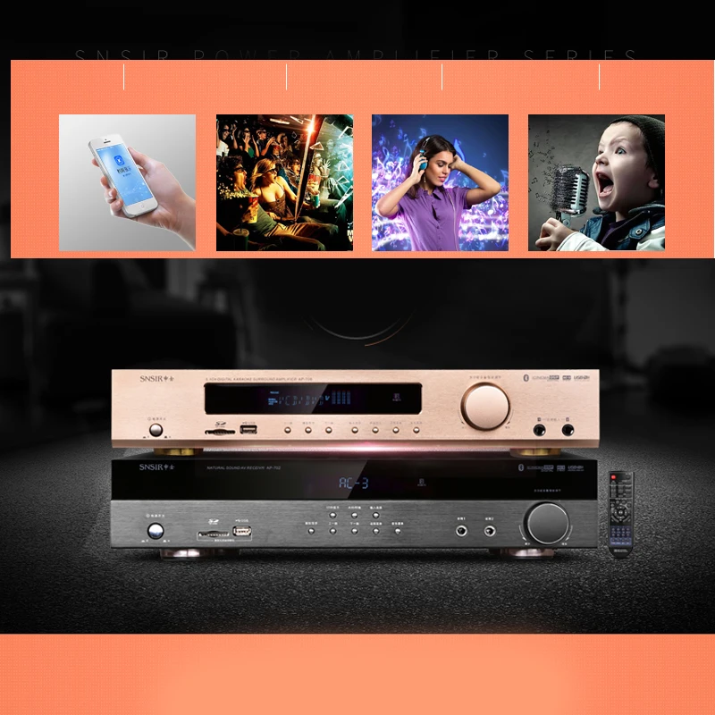 KYYSLB 700 Вт AP-702/8 4,0 Bluetooth усилитель 220 В 550 Вт домашний кинотеатр цифровой усилитель тв-карта APE Dolby 5,1 канал с SDUSB