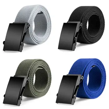 

New Fashion Unisex Army Belt Mens Womens Cotton Canvas Fabric Webbing Black Buckle Belt