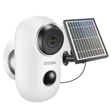 ZOSI-cámara IP de seguridad inalámbrica para exteriores, videocámara IP con batería recargable, carga de energía Solar, 1080P HD, WiFi