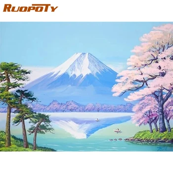 

RUOPOTY Frame Snow Mountain DIY Painting By Numbers For Adults Coloring By Numbers Diy Gift Acrylic Paint By Number For Home Art