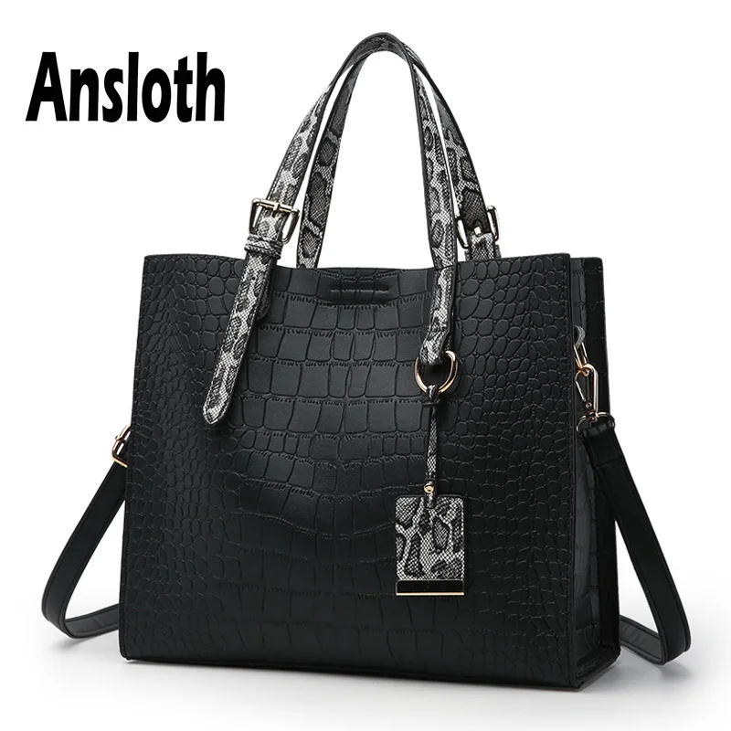 

Ansloth Crocodile Pattern Luxury Handbags Women Bags Designer Serpentine Top-Handle Bag PU Leather Shoulder Bag Crossbody HPS170