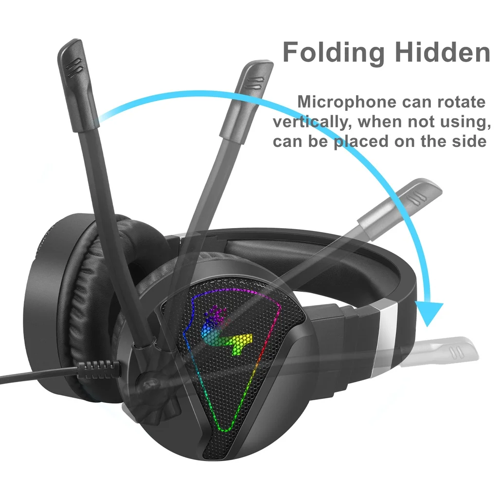 QMEOW Gaming Headphones LED Wired Headset