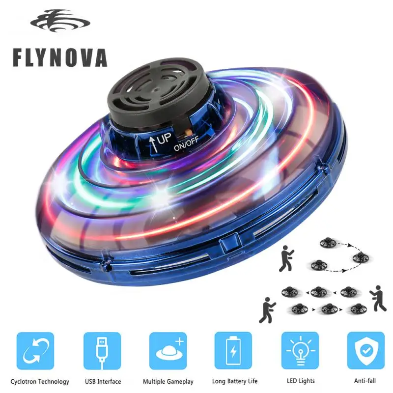 Flynova Индуктивный самолет антистресс ручной мини Летающая игрушка ротатор Дрон НЛО светодиодный палец Спиннер вращающийся ребенок Рождественский подарок