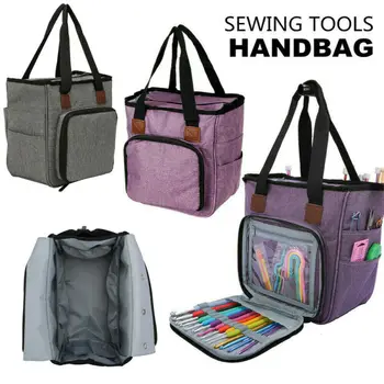 

Pure Color Knitting Bag Portable Yarn Storage Bag Tote for Wool Crochet Hooks Knitting Needles Sewing Supplies Women Organizer