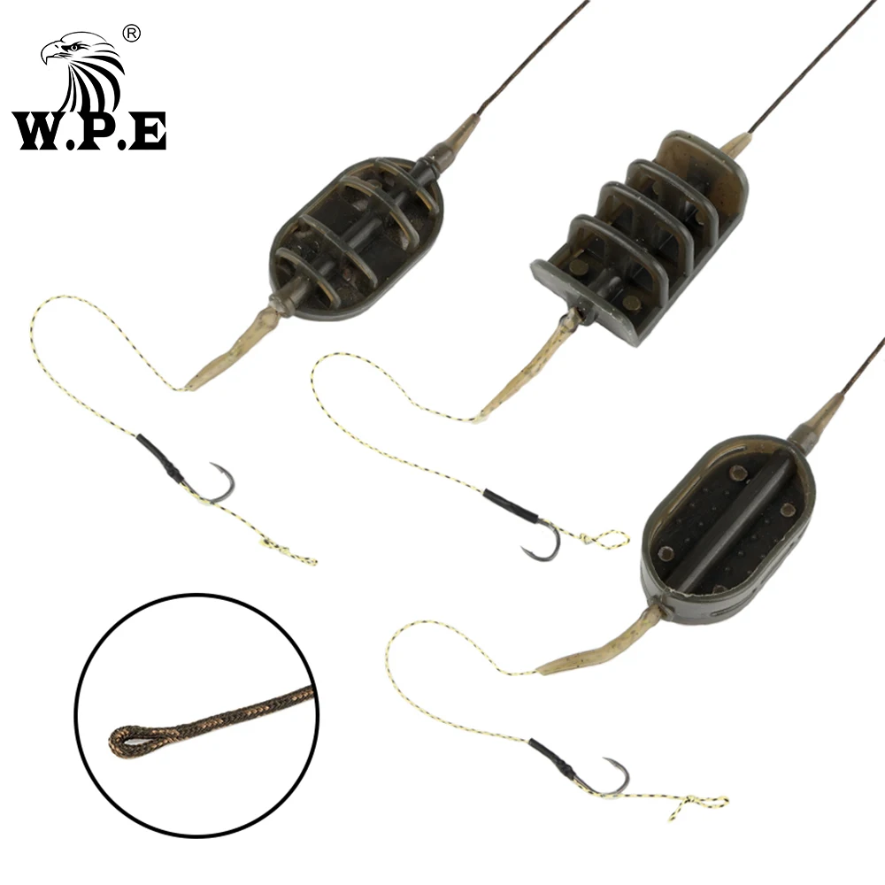 Montage carpe prêt à pêcher W.P.E 40g-80g avec ligne plombée et hameçons pour méthode feeder